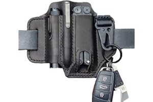 Bestevery Multitool Sheath for Belt, Leather EDC Tools Pocket Organizer for Men, Leatherman Sheath with Pen Holder, Key Fob, 