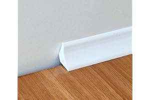 MAYDOS Peel and Stick Trim Moulding, Self-Adhesive, Flexible Wall &Floor Molding Trim Quarter Round Corner Trim, White, 2/5" x 2/5" -20' Length