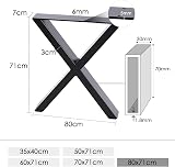 INMOZATA Heavy Duty X Shaped Table Legs Set of 2 W80cm H71cm with Screws view 2