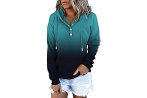 KISSMODA Women's Casual Hoodies Button Down Sweatshirts V Neck Fall Winter Tops