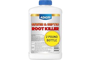 Adios! Sewer and Septic Root Killer for Trees and Shrubs, Copper Sulfate Formula Protects Sewer Pipes, Drains and Septic Tanks from Invasive Root Growth (2 Pound)