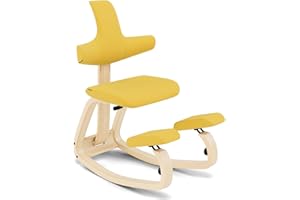 Varier ThatSit Balans Adjustable Ergonomic Kneeling Chair with Backrest, 10-year Limited Warranty, Designed by Peter Opsvik, Yellow/Natural