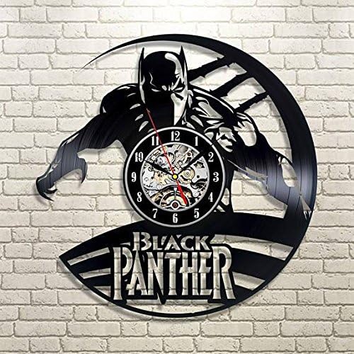 Black Panther Marvel Design Vinyl Record Wall Clock Unique gifts for him her Gift Ideas for Mothers Day Father birthday anniversary wedding cute and original gifts for everybody