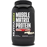 NutraBio Muscle Matrix Protein Powder - 25g of Protein Per Scoop - Whey Isolate and Micellar Casein Combo for Fast and Slow Release - Vanilla - 2 Pounds, 28 Servings