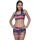 Tiantianmei Women's Tree Print Tank and Boy Shorts Bikini Swimsuits