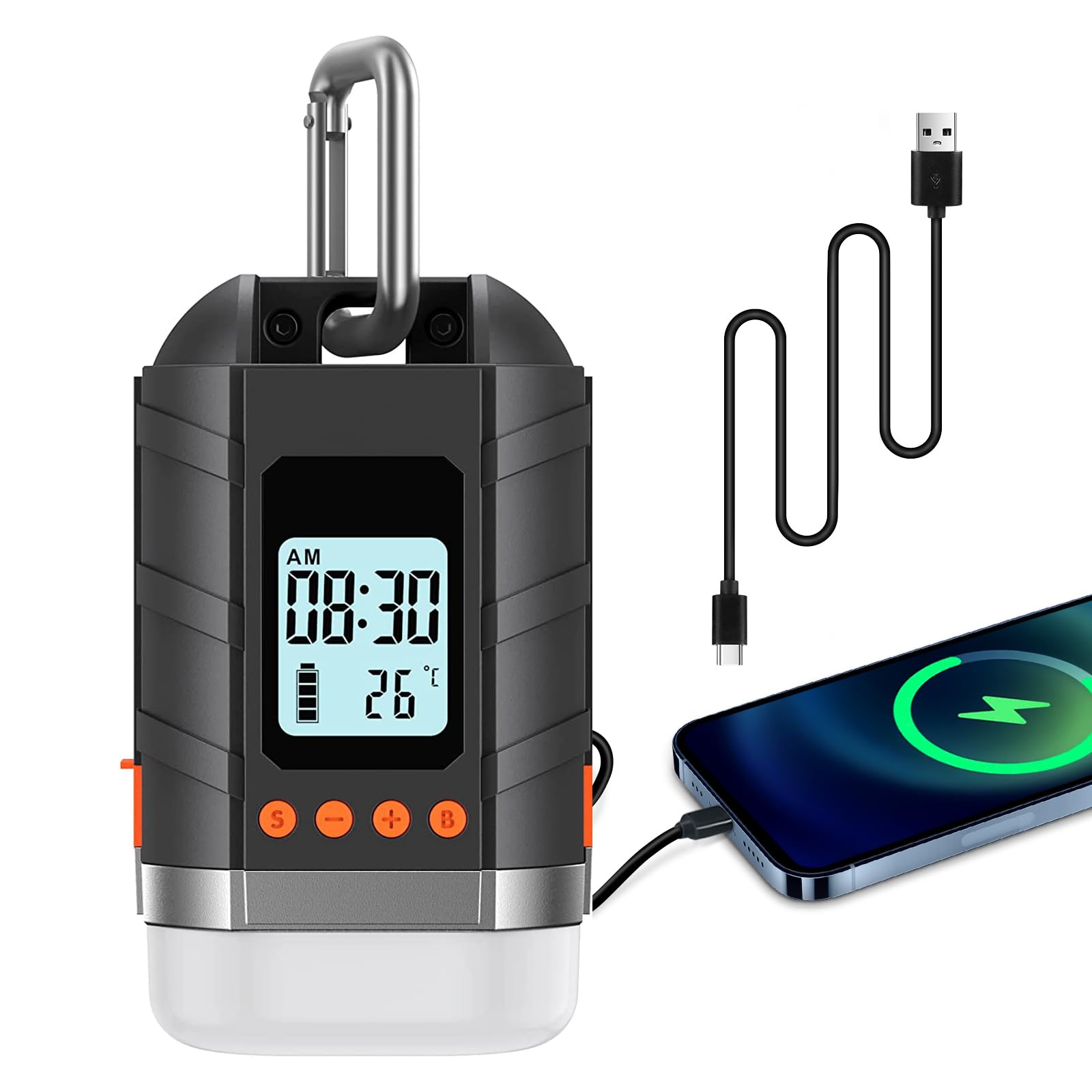 lanktoo LED Camping Lantern: USB C Rechargeable Camping Lights Running 350Hrs,10400mAh , LCD Screen 4 Light Mode LED Tent Light, Waterproof Outdoor Working Light for Power Cuts Fishing