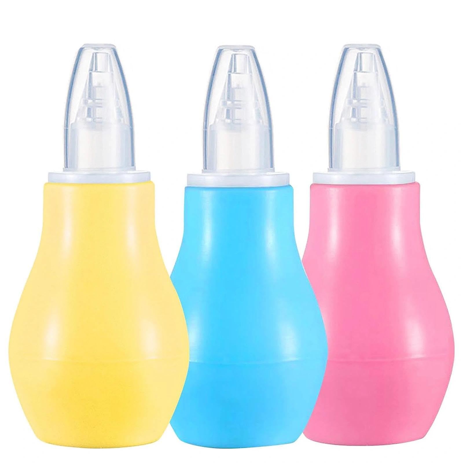 Aczyqws 3 PCS Baby Nasal Aspirator Nose Sucker for Newborn Bulb Syringe Baby Nose Nasal Cleaner Mucus Removal for Toddler Newborn,Aspirator Bulb,Bulb Syringe Baby Blue Yellow Pink