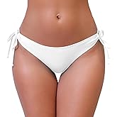 Halcurt Women's Low Rise Tie Side Swim Bikini Bottoms Moderate Coverage String Swimsuit Bottoms