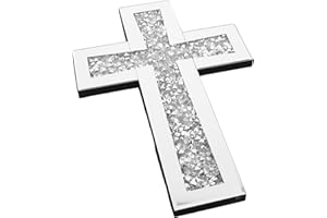 Ipetboom Catholic Glass Wall Cross Decoration with Metal Jesus Crucifix, Large Religious Hanging Wall Decor