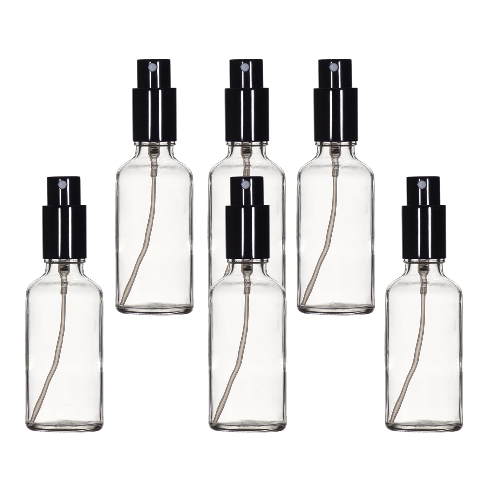 Yizhao 50ml Clear Glass Spray Bottle for Essential Oils, Small Empty Fine Mist Spray Bottle, for Cleaning, Aromatherapy, Cosmetic Sprays, Hair –6 Pcs
