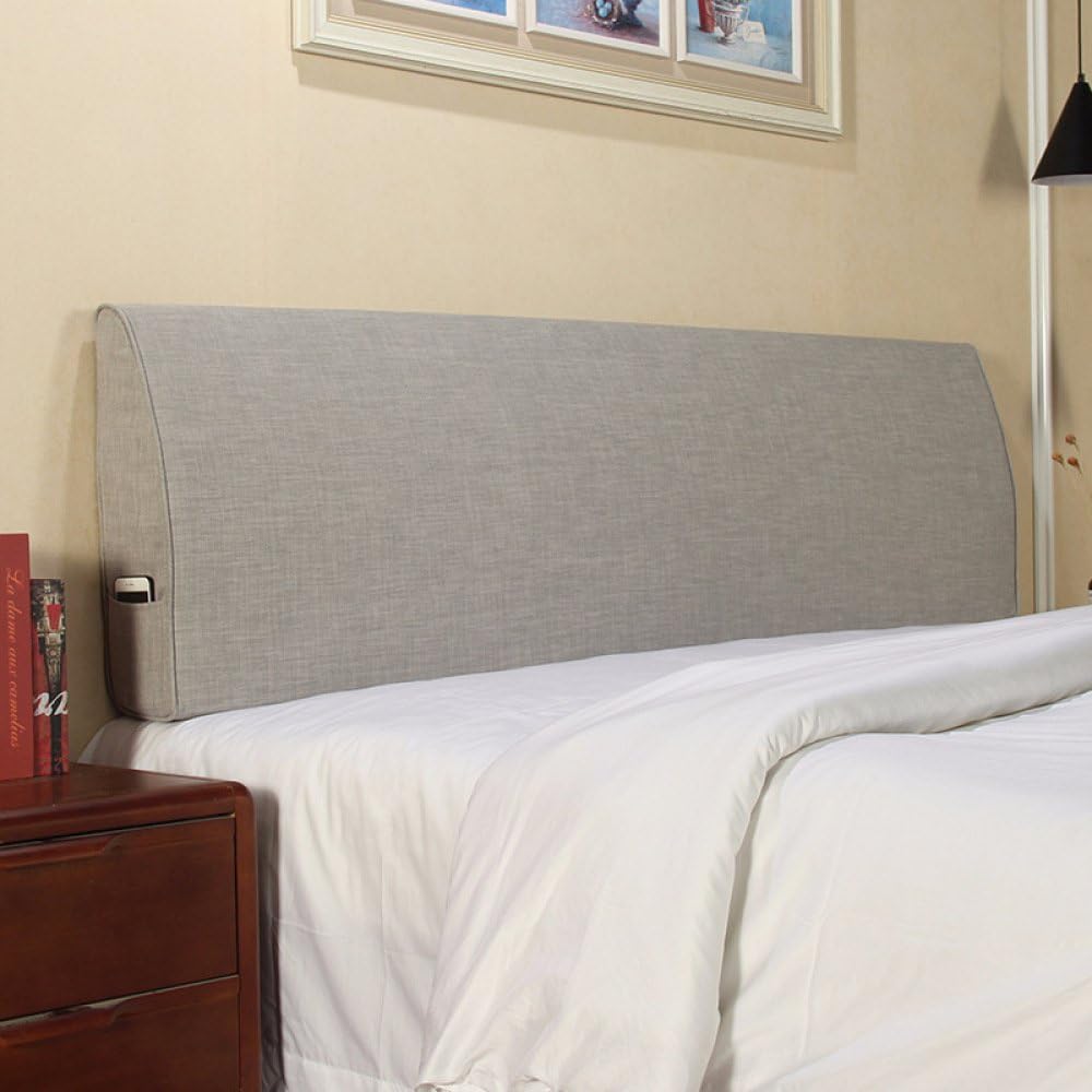 Reading Pillows Soft Leisure Linen Cloth Headboard Cushions Bedside Lumbar Backrest with Sponge Filling,LinenGreyA-180 * 50 * 10cm