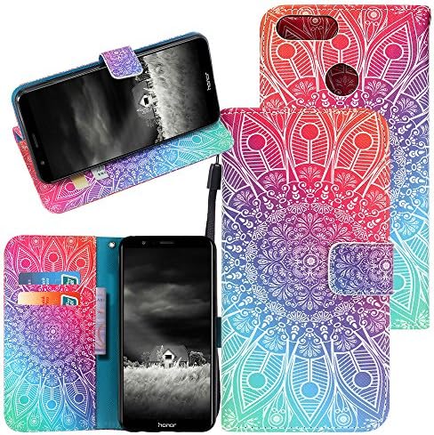 Huawei Honor 7X Case, CimdaUS PU Leather Wallet Flip Case with Kickstand Feature Card Slots &amp; Wrist Strap and Magnetic Closure for Huawei Honor 7X (C-2)