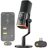 MAONO PD100W Wireless Dynamic Gaming Microphone for PC with USB-C Receiver | One-Click Noise Reduction,Custom RGB,Mute,Monitoring, Companion App,Wireless Desktop Mic for Creator, Stream, Podcast, Black