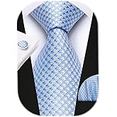 HISDERN Pre Tied Ties for Men Paisley Solid Striped Necktie and Pocket Square Cufflinks Set Formal Wedding Neck Tie