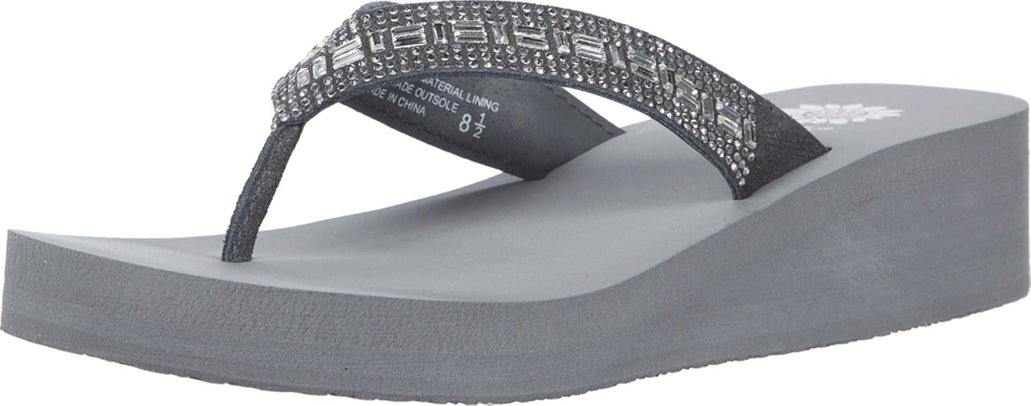 yellow box gray flip flops
