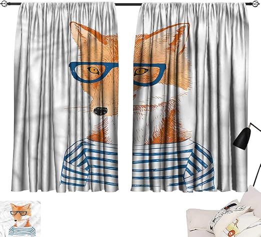 Amazon Com Denruny Blackout Window Curtain Modern Hipster Fox