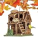 Collections Etc Hanging Northwoods Log Cabin Birdhouse with Chain and Hook - Hand Painted Birdhouse with Three Bird Entry Holes and Back Access Door for Easy Cleaning