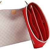 Doxo Purse Organizer Insert, Felt Bag Organizer with Detachable Zipper Pocket, Women Handbag Organizer, Perfectly Fits LV Graceful PM & Cluny MM and More, Lightweight Durable LV Bag Insert (Red,SM)