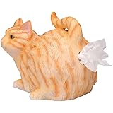 WHAT ON EARTH Cat Butt Tissue Holder - Orange Tabby Cat - Fits Square Tissue Box - Resin
