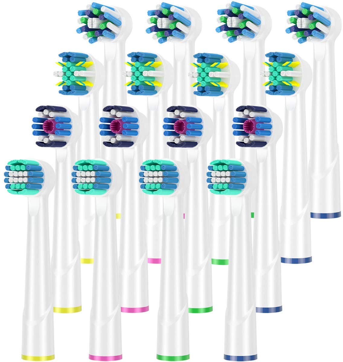 Replacement Brush Heads Compatible with Oral B Braun, Pack of 16 Toothbrush Heads -Includes 4 Precision Clean, 4 Floss Clean, 4 Cross Clean & 4 White Clean from ITECHNIK