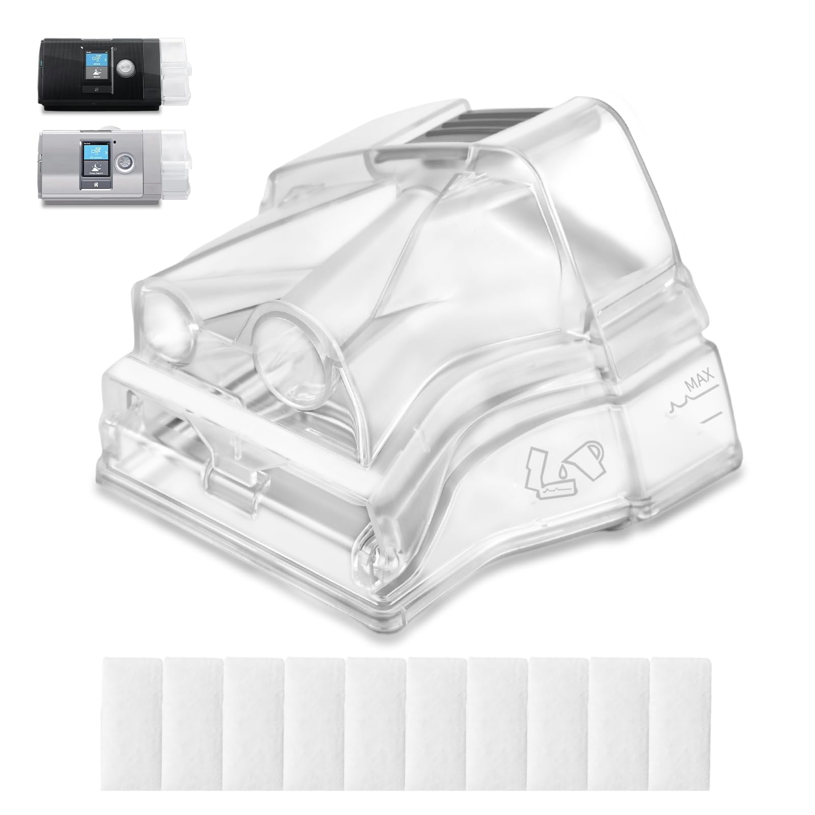 Photo 1 of 1 PC Replacement Water Chamber for AirSense 10 & AirCurve 10, Perfect Fit and Reliable Water Tank, with 10 Packs Filters Compatible with AirSense 10 & AirCurve 10 CPAP Machines