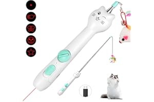TBTEEK Cat Toy, 2in1 Red Light and Feather, Rechargeable, Long Range 5 Modes, Interactive Kitten Toy for Indoor Cat and Dog