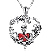 YFN 925 Sterling Silver Book Lover Necklace Reader Skull Skeleton Pendant Reders Gift Jewelry