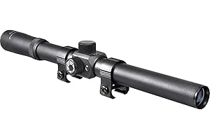 Barska 4X Rimfire Rifle Scope – 30/30 Reticle, Parallax Free at 50 Yards, Coated Optics, 1/4 MOA Windage & Elevation, Includes 3/8" Rings, Matte Black for .22 Small Bore Rifles