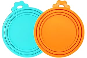 MoPawKT- Pet Food Can Covers, Silicone Can Lids for Cat/Dog Food Cans, Universal Sizes for 3 oz, 5.5 oz, 6.5 oz, 13 oz, 13.2 oz Standard Pet Food Cans, BPA Free, Reusable (set of 2 lids)