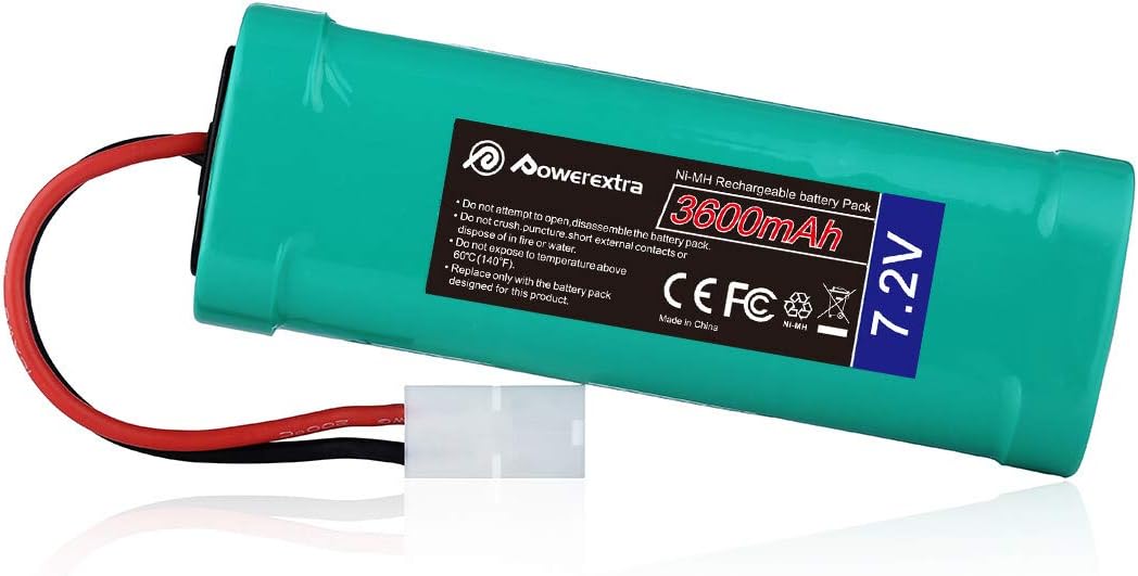 Powerextra 7.2V 3600mAh High Capacity Rechargeable 6-Cell NiMH Battery Pack Low-self Discharge with Standard Tamiya Connectors Compatiable RC Cars, RC Truck, RC Airplane, RC Helicopter, RC Boat: Home Audio & Theater