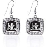 Inspired Silver - Silver Square Charm French Hook Drop Earrings with Cubic Zirconia Jewelry