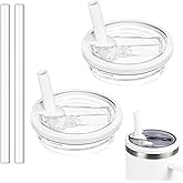 Tianhengyi 30 OZ Tumbler Lid Replacement Fit for Stanley Quencher, 2 Pack Leakproof Top Cover Spill Proof Flip Straw Lids Compatible with Stanley Cup Accessories, White