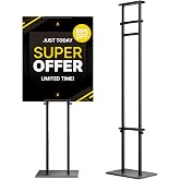 WHAUU Display Stand Sign Holder, Heavy Duty Adjustable Poster Stand | Pedestal Sign Stand with Non-Slip Base, Up to 75inch, Double-Sided for Board &amp; Foam Sign, Fit Wedding, Restaurant, Business