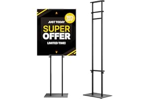 WHAUU Display Stand Sign Holder,Heavy Duty Adjustable Pedestal Sign Stand Up to 75 inch,Double-Sided for Board & Foam Sign,Sign Stand with Base,Fit Wedding,Restaurant or Business(Poster not Included)
