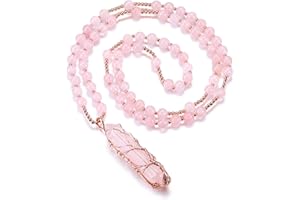 CrystalTears Healing Crystal Necklace for Women Tree Life Wire Wrapped Quartz Crystal Point Stone Pendant Necklace Gemstone Beaded Necklace Jewelry Crystal Gifts for Women Mom