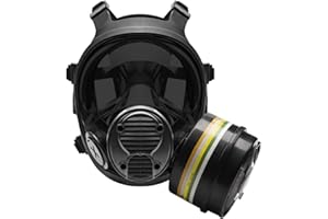 PARCIL DISTRIBUTION NB-100 Smoke Black Full Face Tactical Gas Mask Respirator - Gas Masks Survival Nuclear and Chemical Military Grade with A2B2E2K1P3 R 40mm Canister Filter, Compatible with Hazmat Suit, EN136:1998 CL2