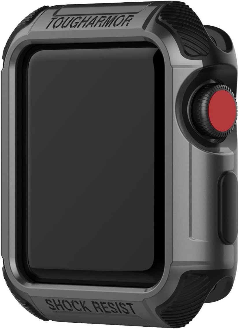 DEALPICK 2 in 1 Tough Armor Bumper Case Cover for 38mm Series 1/Series 2/Series 3 [Watch Not Included] - Dark Gray