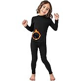 PUMYOON 2T-6Y Fleece Lined Toddler Thermal Set, Thermal Underwear for Kids, Black Base Layer Long Johns for Boys Girls