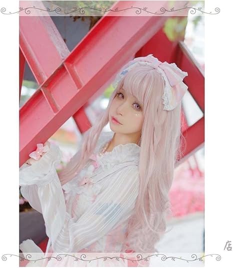 Amazon 原宿風 Gal系 耐熱ウィッグ かつら コスプレ パーティー ロリータlolita風 日常 ライトピンク 変装可愛いwig小顔効果もある コスプレ 仮装 通販