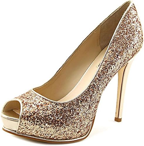 Guess Honoran Women US 7.5 Gold Peep Toe Platform Heel