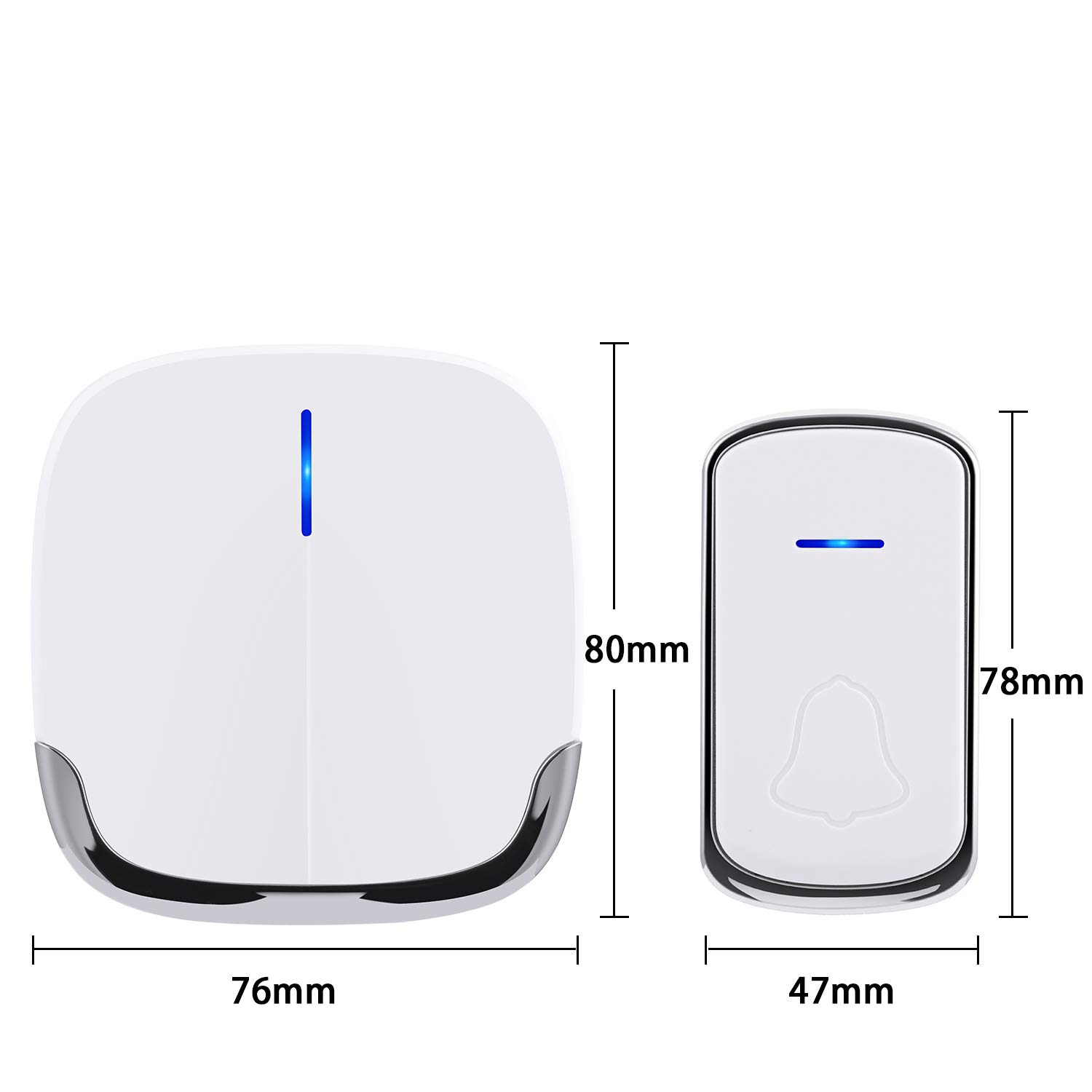 Funkklingel Türklingel Außenbereich Wasserdicht, Ausein Kabellose Türklingel, 280m Reichweite, 2 Empfänger 1 Sender Klingel Haustür Funk, 36 Klingeltönen, 4 stufiger Lautstärke mit LED