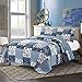 SLPR Pacific Coast 2-Piece Quilt Set - Twin Size with 1 Sham, Lightweight Quilted Bedspread, Blue and White Floral Patchwork Design, Soft All-Season Bedding for Farmhouse and Bohemian Decor