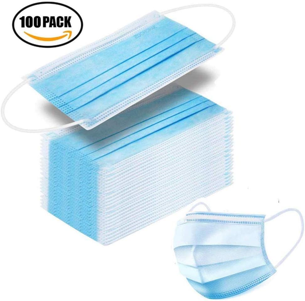 100 Pcs Disposable Mask non-woven fabric Face Masks 3 Layer Dust Filter with Comfortable Earloop