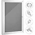 SWANCROWN Enclosed Bulletin Board Grey Felt Displays Boards Weather Resistant Wall Mounted Notice Case,28x20inches