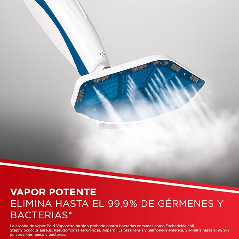 Polti vaporetto sv460_double - vassoura a vapor dupla função com limpador portátil, mata e elimina 99,9% * de vírus, germes e bactérias, conjunto extra de panos, escova vaporforce, 17 acessórios