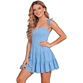 HOWOEJUD Women's Backless Mini Dress Summer Model-Ready Dress Homecoming Dress 2025