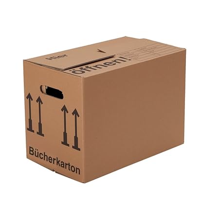 BB-Verpackungen Bücherkartons, 25 Stück, (Profi) STABIL + 2-WELLIG - Umzug Karton Kisten Verpackung Bücher Umzugskartons Scha