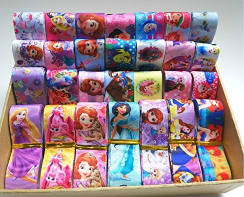 10styles / 1yard Random set 7/8" 22mm 1"25mm New Fashion Set Ribbon beautiful Princess Cartoon Printed Gift Grosgrain Ribbon