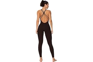 Sunzel Sleeveless Cross Back Jumpsuit with Square Neck and Scrunch Butt Leggings Pants