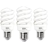 UNITEDLUX E26 Spiral CFL Light Bulbs Medium Base 13Watt (60Watt Equivalent) Soft White 2700K, 1040Lm Non-dimmable Compact Fluorescent Light, (3 Pack)